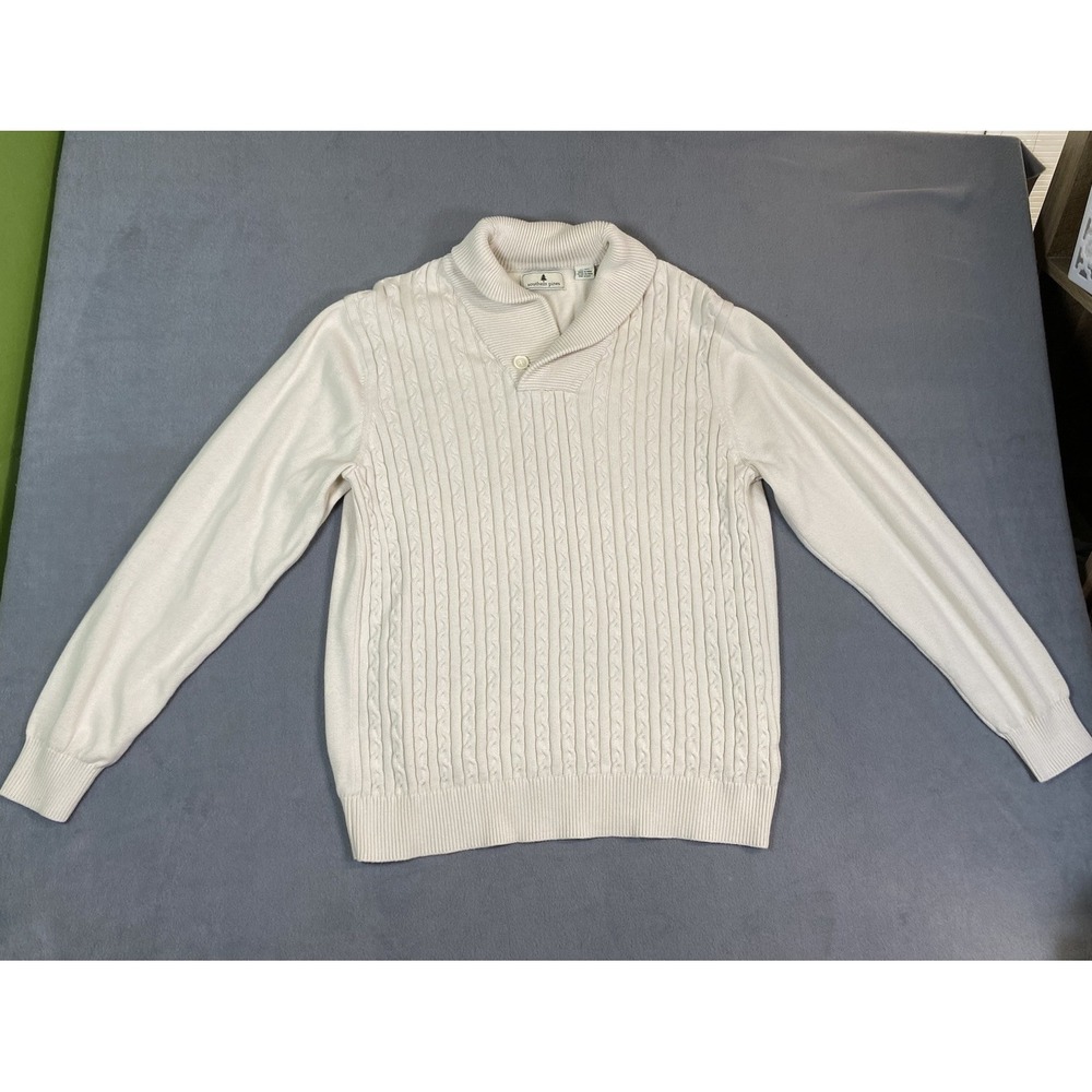 Southern Pines Men's Shawl Neck Sweater Tight Cable Knit Pattern Preppy